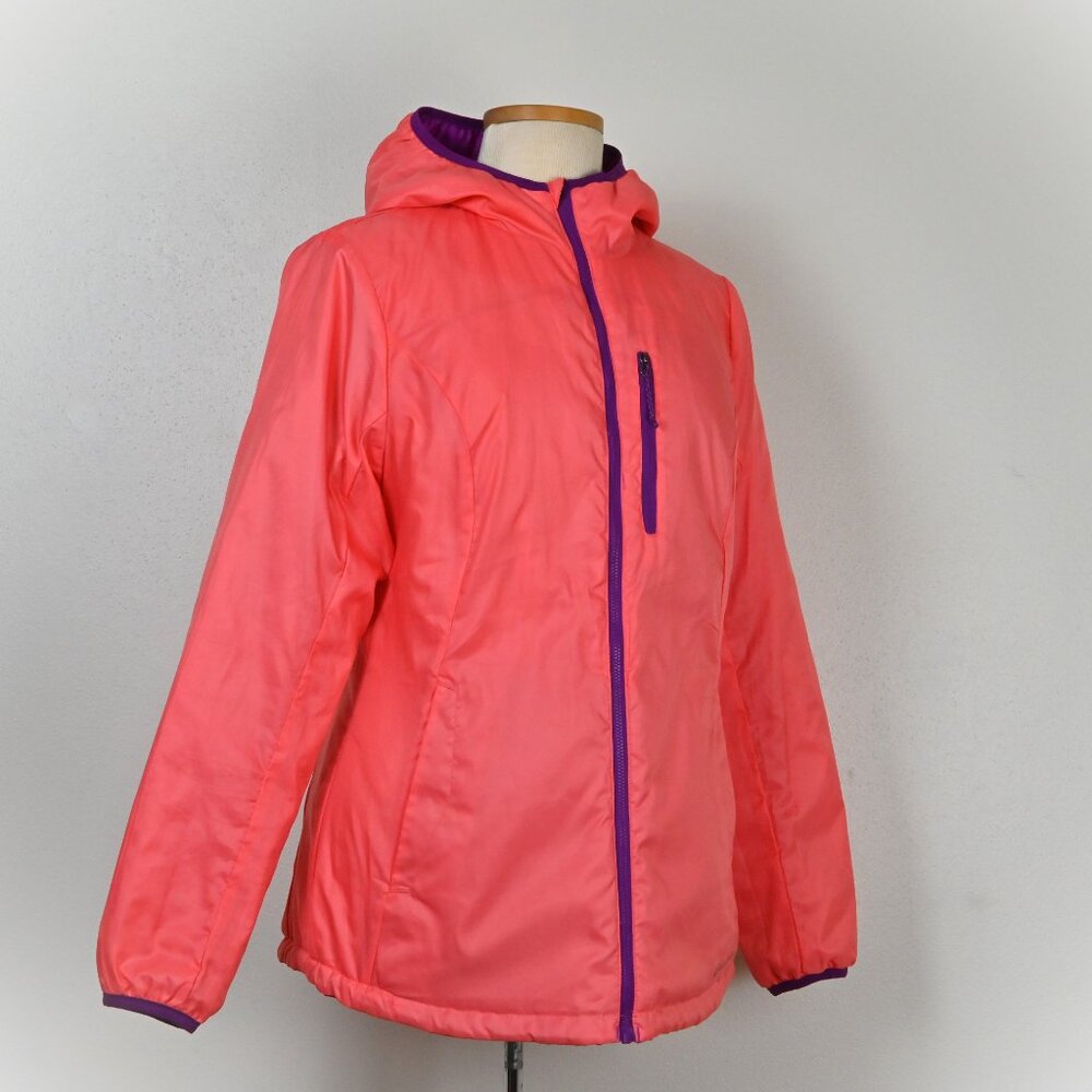 Eddie Bauer Y2K Reversible Hooded Full Zip Quilted Purple Pink Puffer Jacket M